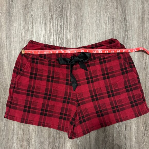 SOMA Red Black Plaid Pajama Shorts with Pockets Tie Waist Womens Size Large - Picture 8 of 9
